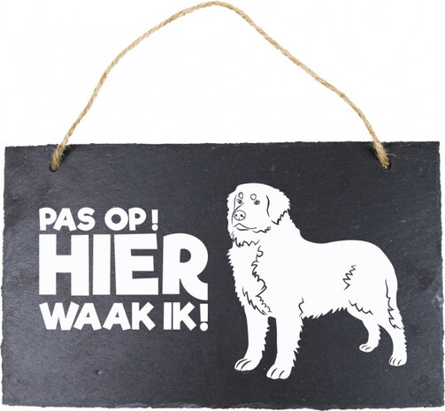 waakbord Berner Sennenhond 25 cm leisteen zwart