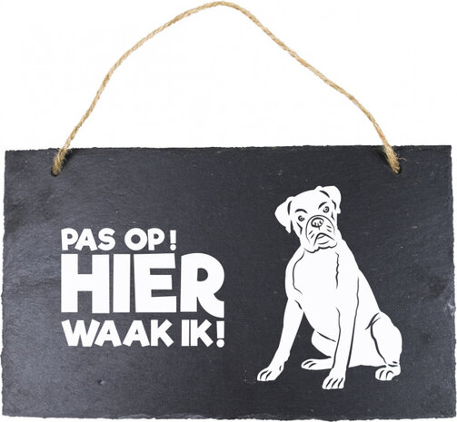 waakbord Boxer 15 x 25 cm leisteen zwart