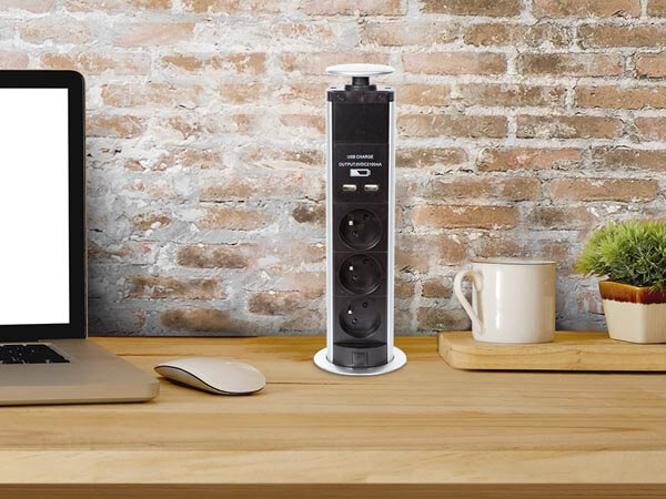 stekkerdoos Pop-Up USB 9 x 43 cm 3680W zwart