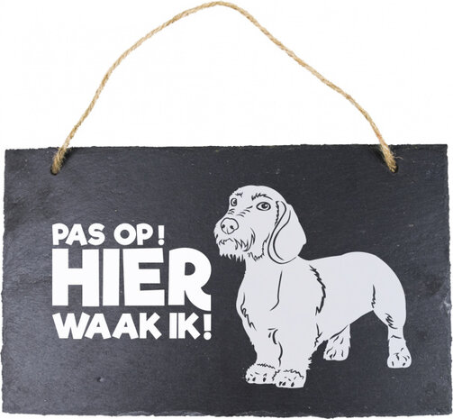 waakbord Dashond 15 x 25 cm leisteen zwart