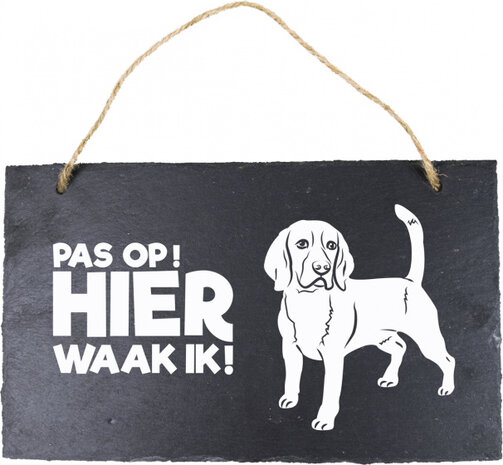 waakbord Beagle 15 x 25 cm leisteen zwart