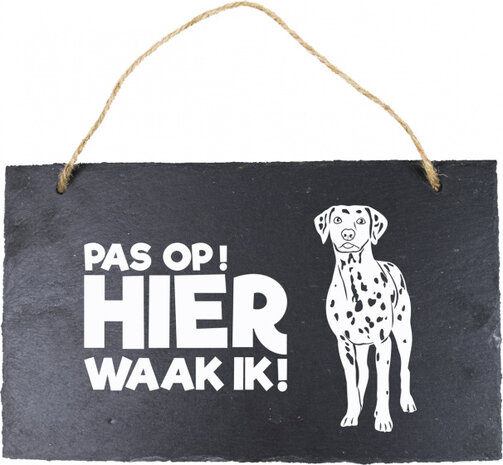 waakbord Dalmati&euml;r 15 x 25 cm leisteen zwart