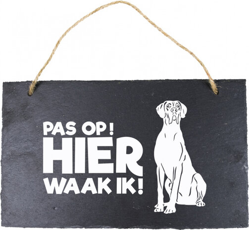 waakbord Deense Dog 15 x 25 cm leisteen zwart