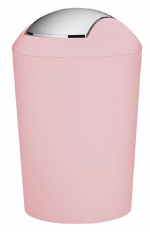 afvalemmer Marta 1,7 liter 15 x 21 cm roze/zilver