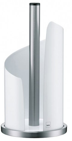 keukenrolhouder Stella 15 x 32 cm RVS wit/zilver