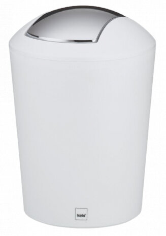 afvalemmer Marta 1,7 liter 15 x 21 cm wit/zilver