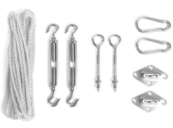 bevestigingsset voor schaduwdoek RVS zilver 9-delig