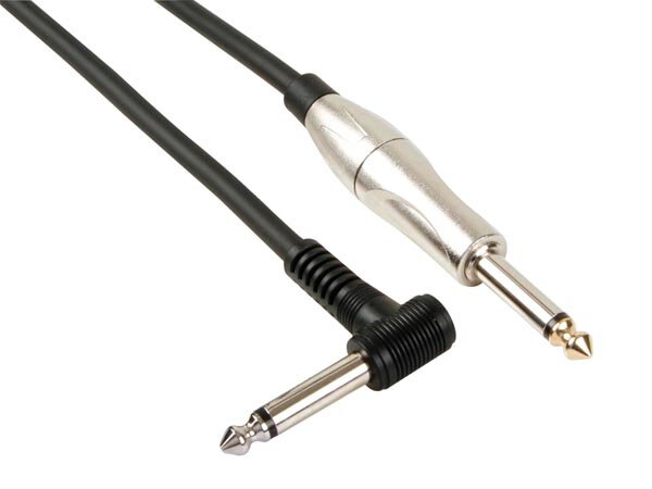 patchkabel jack 6,35 mm male 90&deg; 6 meter zwart