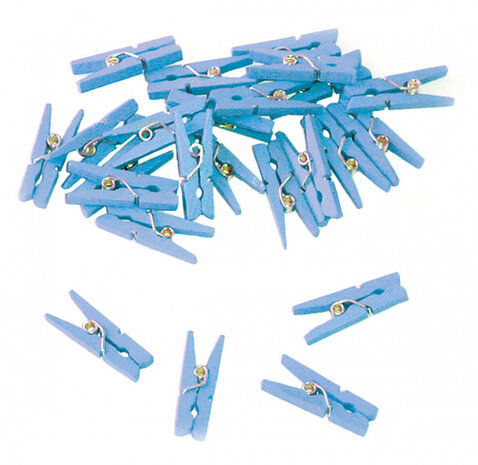 miniwasknijpers 2,5 cm hout blauw 24 stuks