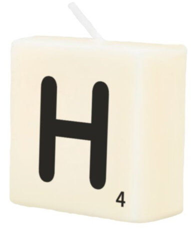 kaars Scrabble letter H wax 2 x 4 cm zwart/wit