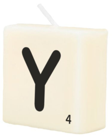 kaars Scrabble letter Y wax 2 x 4 cm zwart/wit