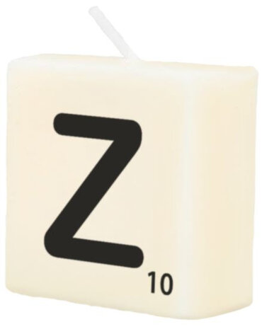 kaars Scrabble letter Z wax 2 x 4 cm zwart/wit