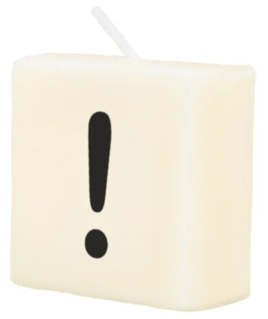 kaars symbool ! wax 2 x 4 cm zwart/wit