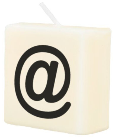 kaars symbool @ wax 2 x 4 cm zwart/wit