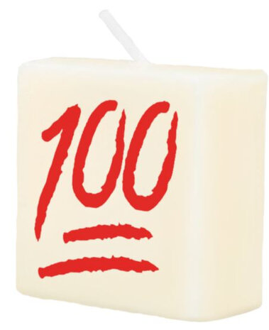 kaars symbool 100 wax 2 x 4 cm rood/wit
