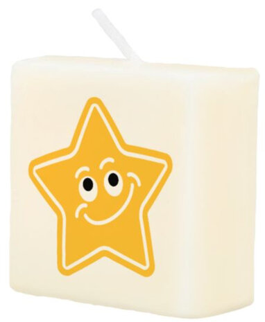 kaars Ster wax 2 x 4 cm geel/wit