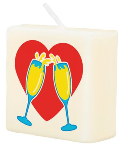kaars Champagne wax 2 x 4 cm wit/rood