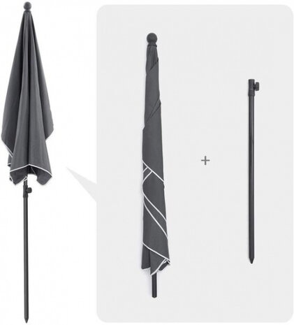 parasol kantelbaar 200 x 125 cm staal/polyester grijs