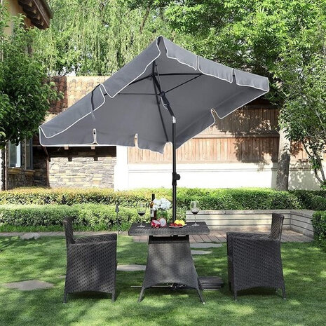 parasol kantelbaar 200 x 125 cm staal/polyester grijs