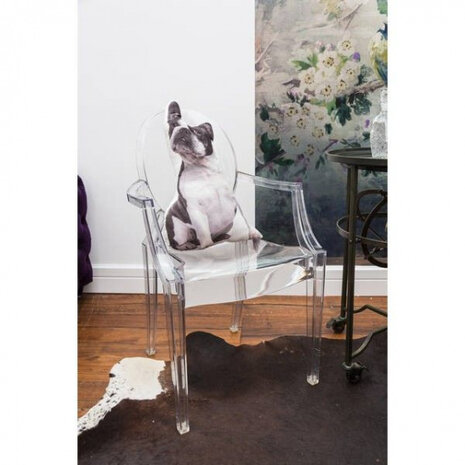 kussen 3D French Bulldog 39 x 58 cm su&egrave;de wit/zwart