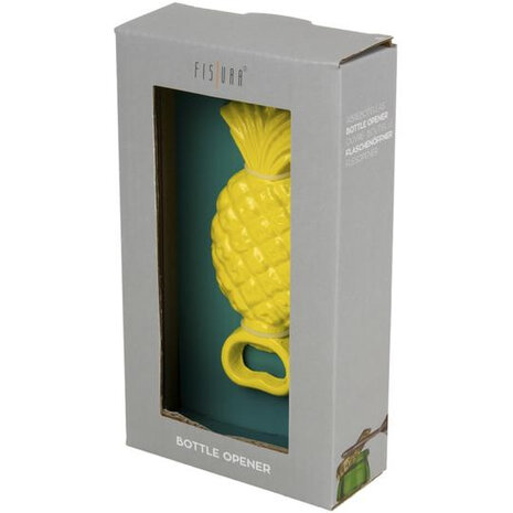 flesopener Pineapple 13 x 5,5 cm geel