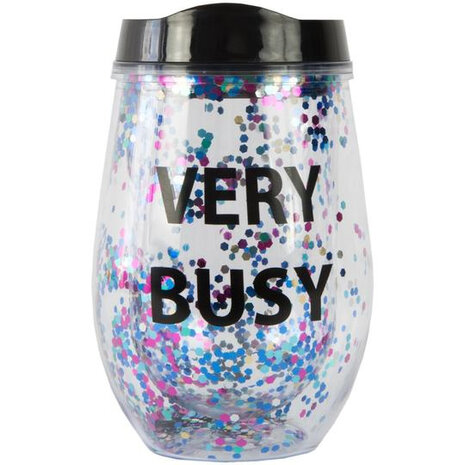 beker Very busy 6 x 12 cm PVC zwart