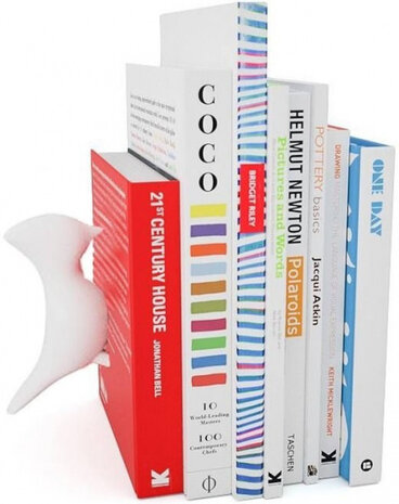boekenstandaard Bird 14 x 5 cm polyresin wit