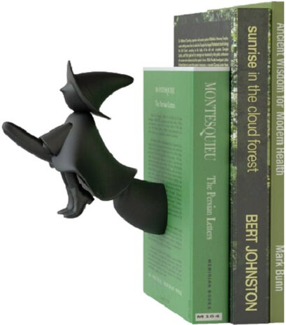 boekenstandaard Witch 10 x 11 cm polyresin zwart