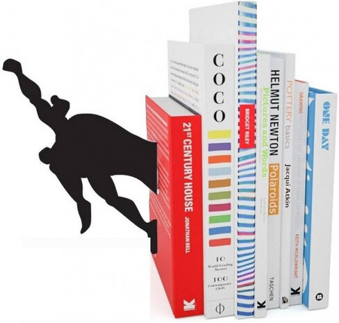 boekenstandaard Superman 18 x 8,5 cm polyresin zwart