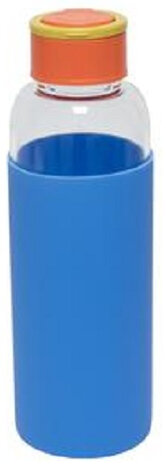 waterfles Eco Friendly 6,5 x 20,5 cm 480 ml glas blauw