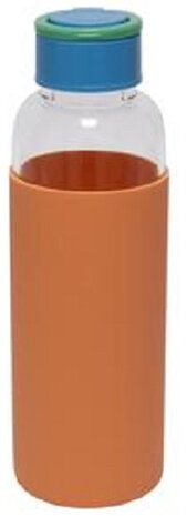 waterfles Eco Friendly 6,5 x 20,5 cm 480 ml glas oranje