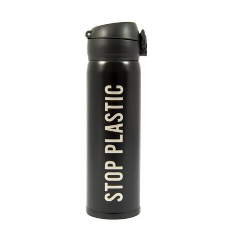 thermosbeker Stop Plastic 6,5 x 21,5 cm RVS 500 ml zwart
