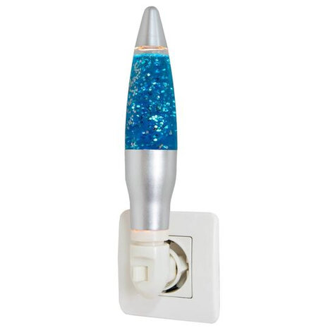 nachtlamp glitter 5 x 20 cm aluminium blauw