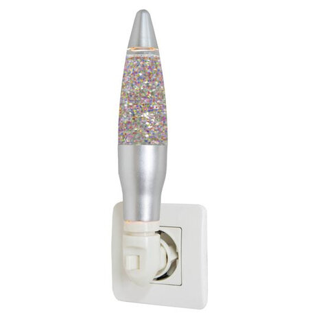 nachtlamp glitter 5 x 20 cm aluminium transparant