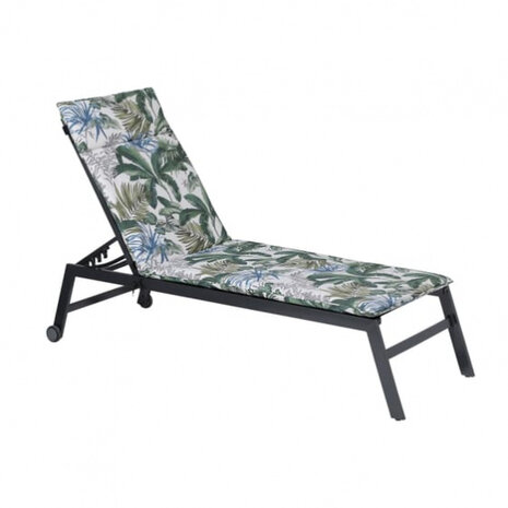 ligbedkussen bladeren 190 x 60 x 7 cm katoen groen/wit