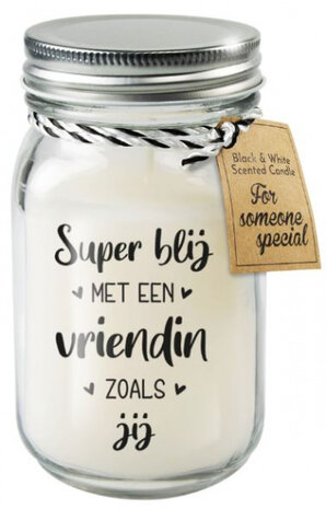 geurkaars Vriendin 13,5 cm wax/glas wit