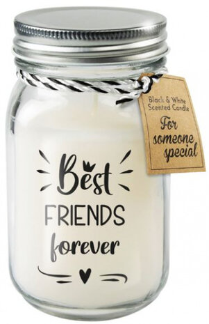 geurkaars Best friends 13,5 cm wax/glas wit