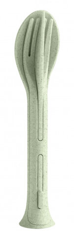bestekset Klikk Pocket 17 cm thermoplast groen 3-delig