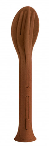 bestekset Klikk Pocket 17 cm thermoplast roestbruin 3-delig