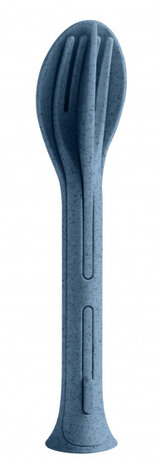 bestekset Klikk Pocket 17 cm thermoplast donkerblauw 3-delig