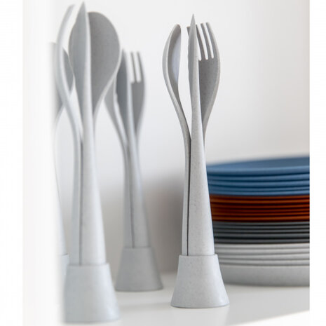 bestekset Tulip 22,5 cm thermoplast grijs 4-delig