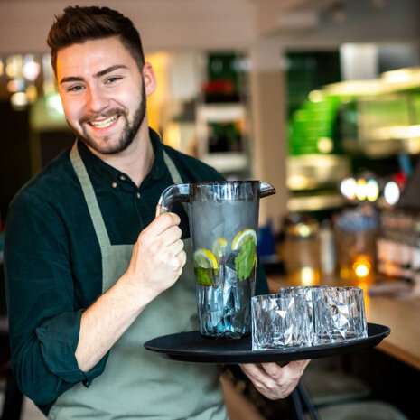 waterkan Club 1,5 liter glas transparant/grijs
