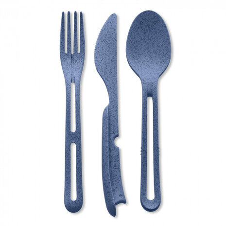 bestekset Klikk 22 cm organisch blauw 3-delig