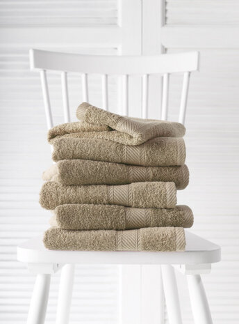 gastendoekje H&eacute;l&egrave;ne katoen beige 6 stuks