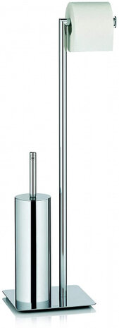 toiletrol- en -borstelhouder Style 20 x 71 cm staal zilver