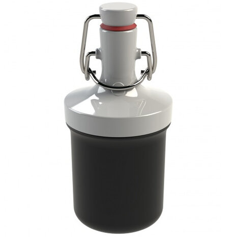 mini drinkfles Plopp To Go 200 ml 7,5 x 9 cm zwart/wit