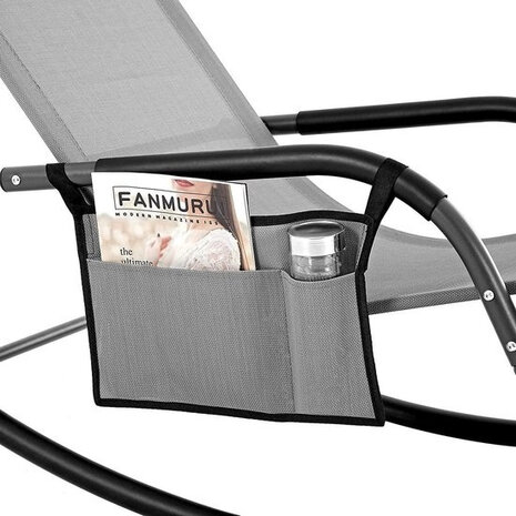 loungestoel 147 x 63 cm staal/textiel grijs 3-delig