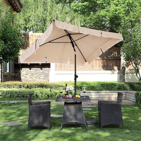 parasol 235 x 200 cm staal/polyester beige 2-delig