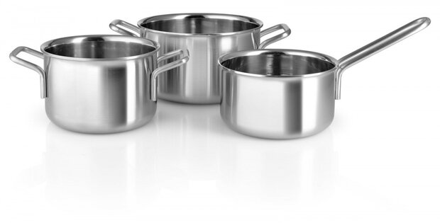 pannenset 1,8/2,5/3,8 liter RVS zilver 3-delig