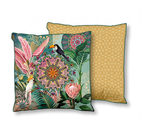 kussens mandala 48 x 48 cm polyester groen/geel